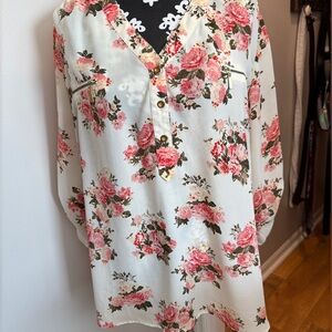 Rue+ 3/4 Sleeve Polyester Floral Blouse, Size 1X